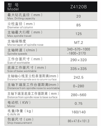 Z4120B工業(yè)臺鉆