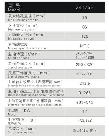 Z4125B工業(yè)臺鉆