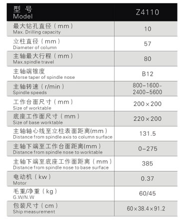 Z4110輕型臺鉆