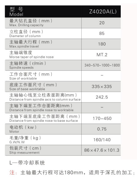 Z4020A(L)深孔鉆床