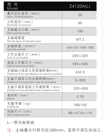 Z4120A(L)深孔鉆床