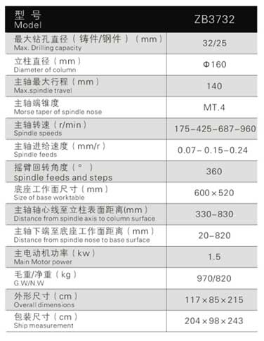 ZB3732搖臂鉆床